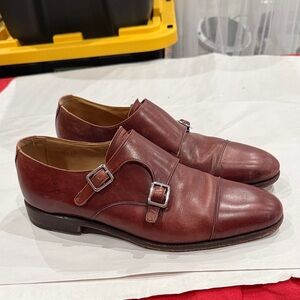 Meermin Double Monk Strap Leather Shoes - Burgundy Brown